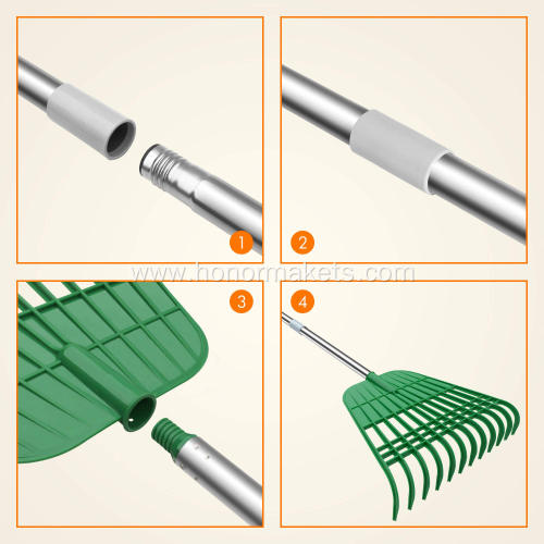 Adjustable Folding Leaves Rake for Quick Clean Up of Lawn and Yard